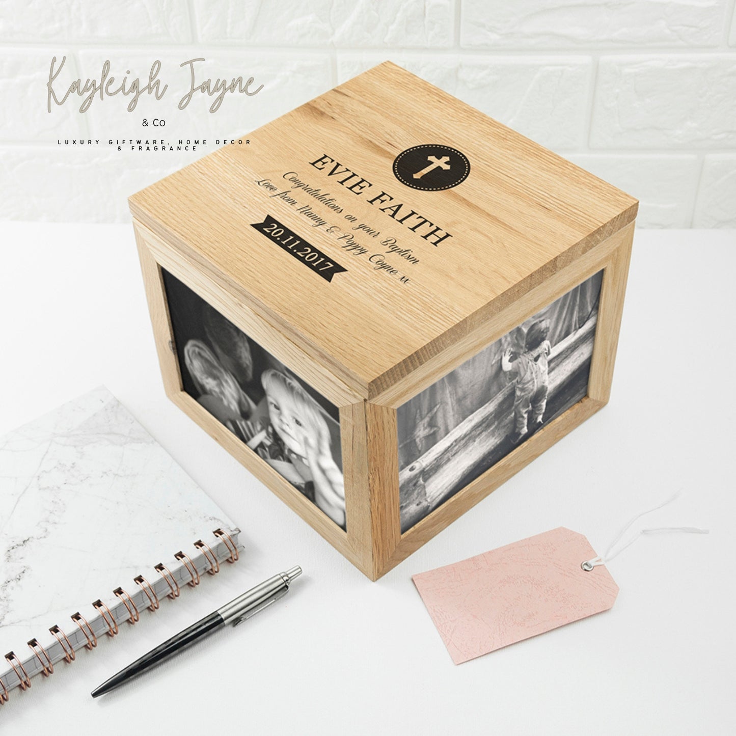 Solid Oak Photo Block - Christening/Baptism Gift