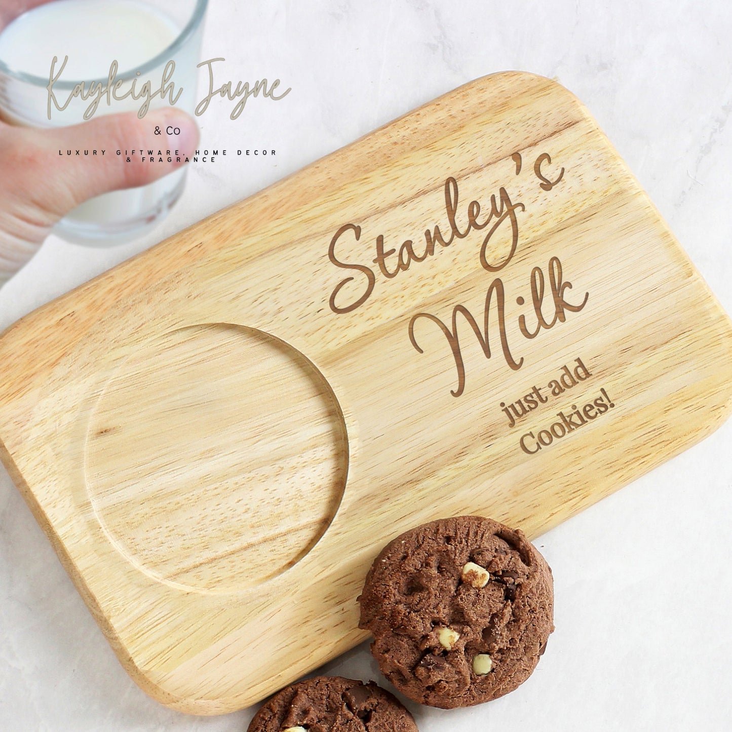 Personalised Solid Wood Coaster Tray Scrip Font