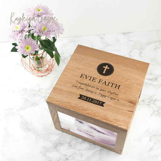 Solid Oak Photo Block - Christening/Baptism Gift