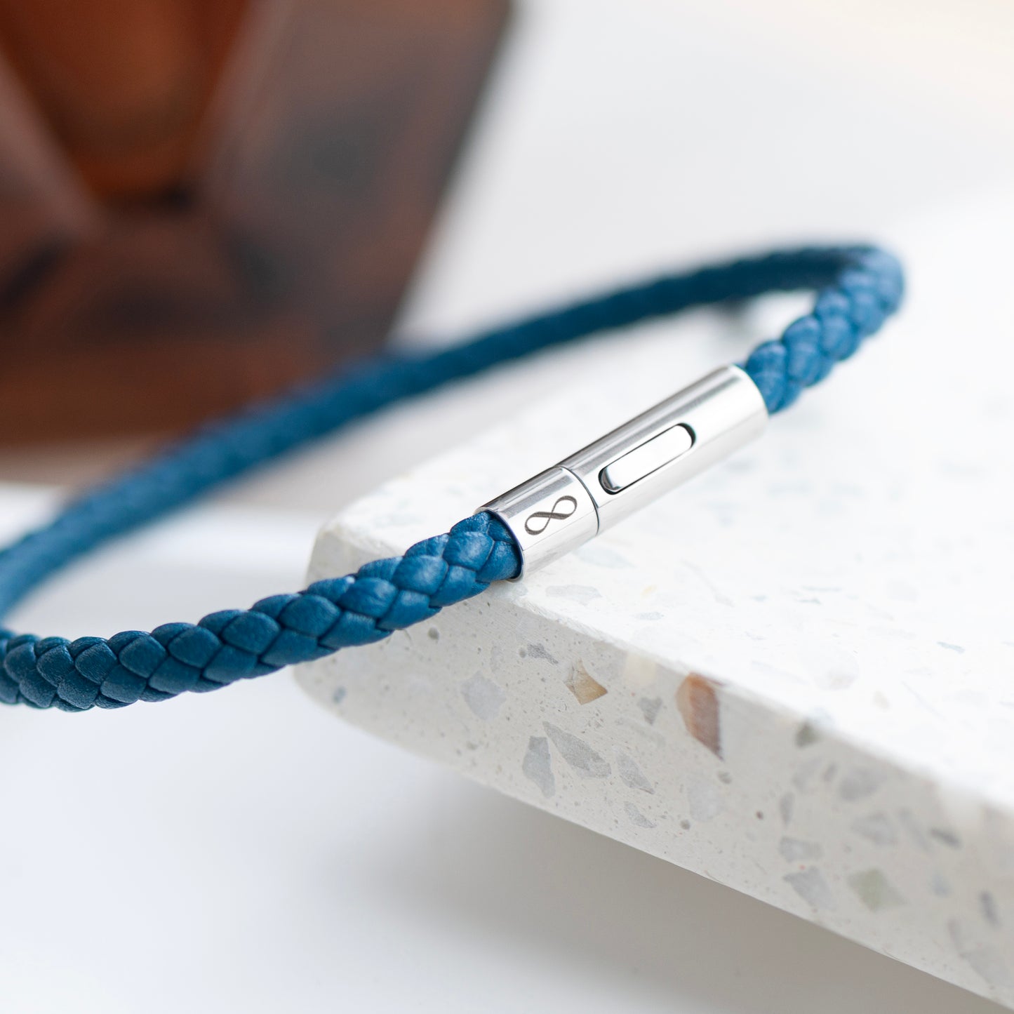 Personalised Men's Infinity Capsule Leather Bracelet