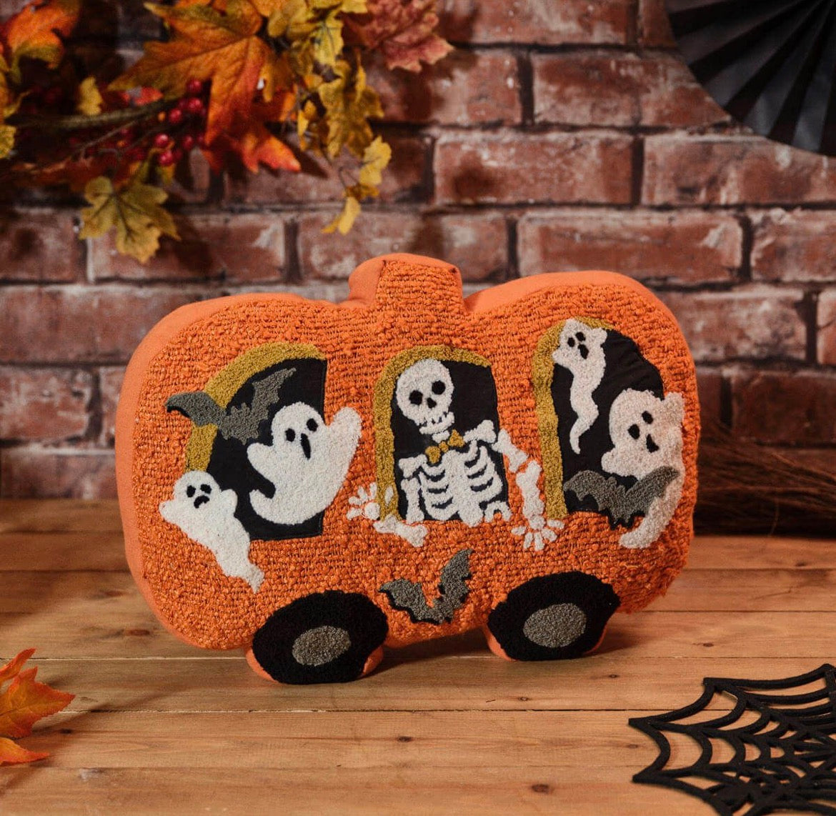 Spooktacular Pumpkin Bus Cushion