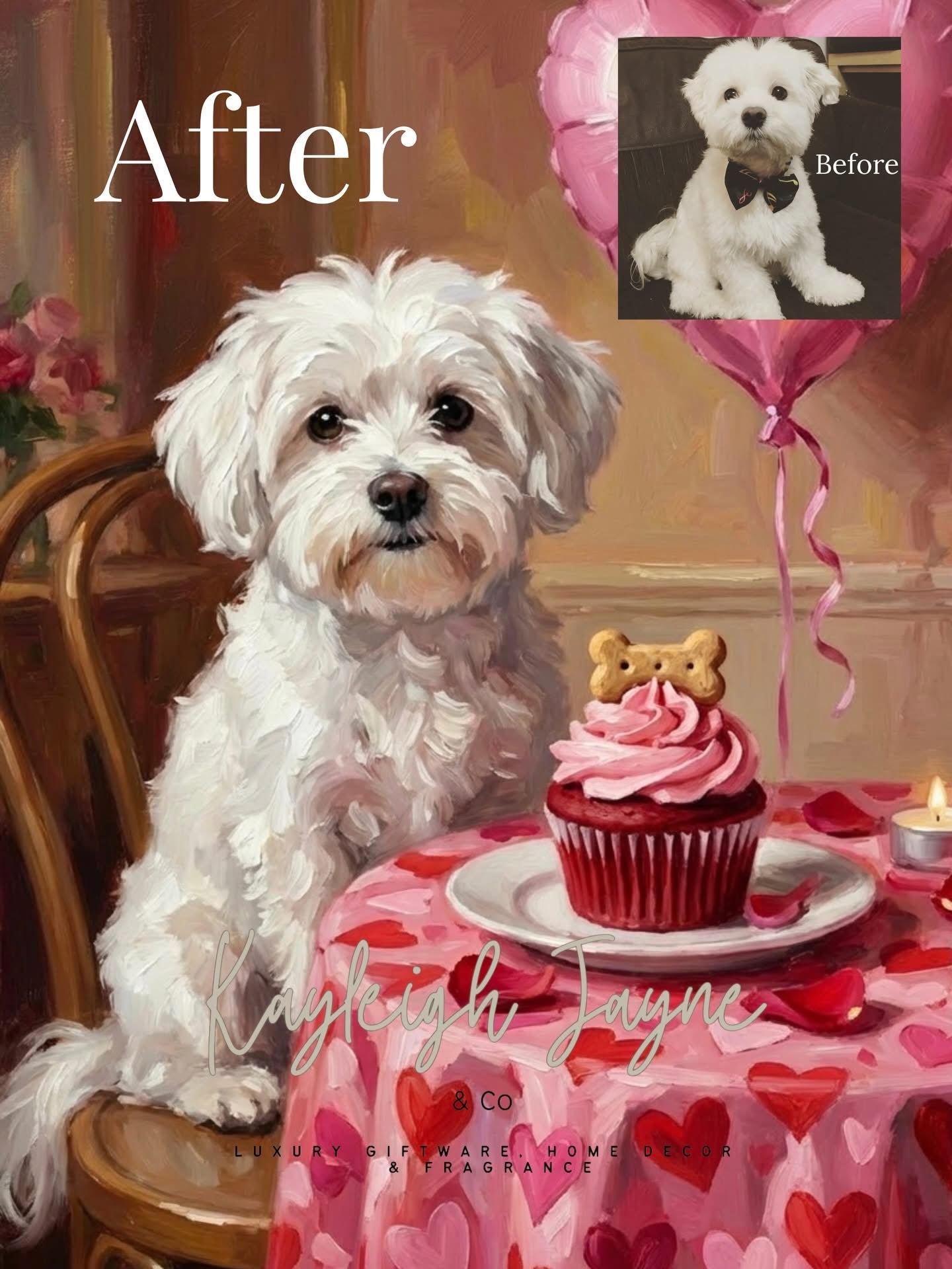 Pet Portrait Digital Edits - Valentines theme.