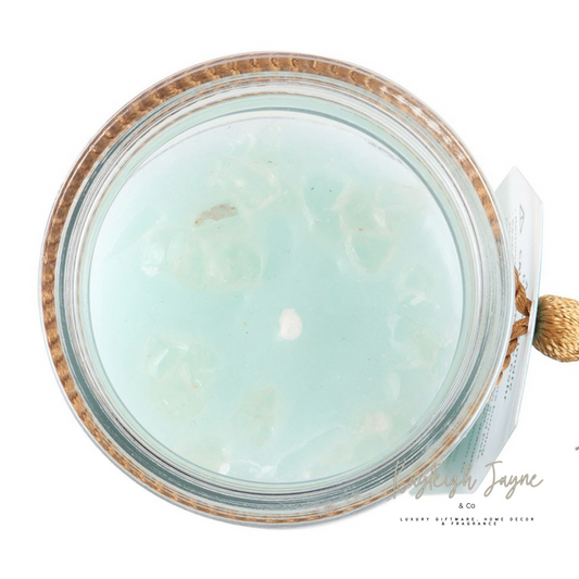 White Sage Tube Candle With Clear Quartz Crystals