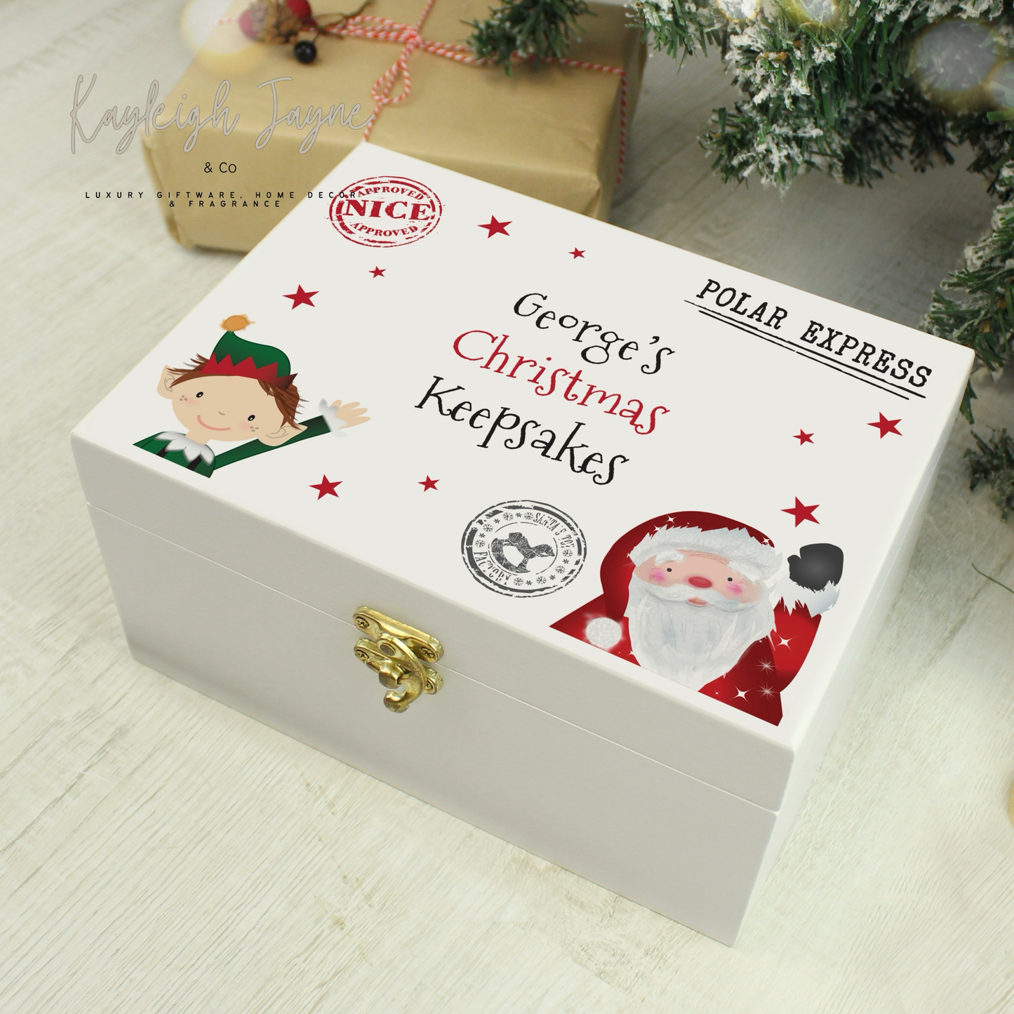 Small Luxury Wooden Christmas Eve Box