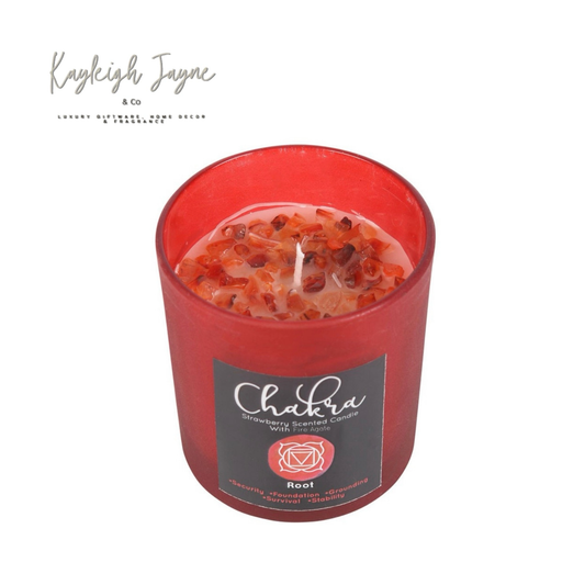Root Chakra - Strawberry Crystal Chip Candle