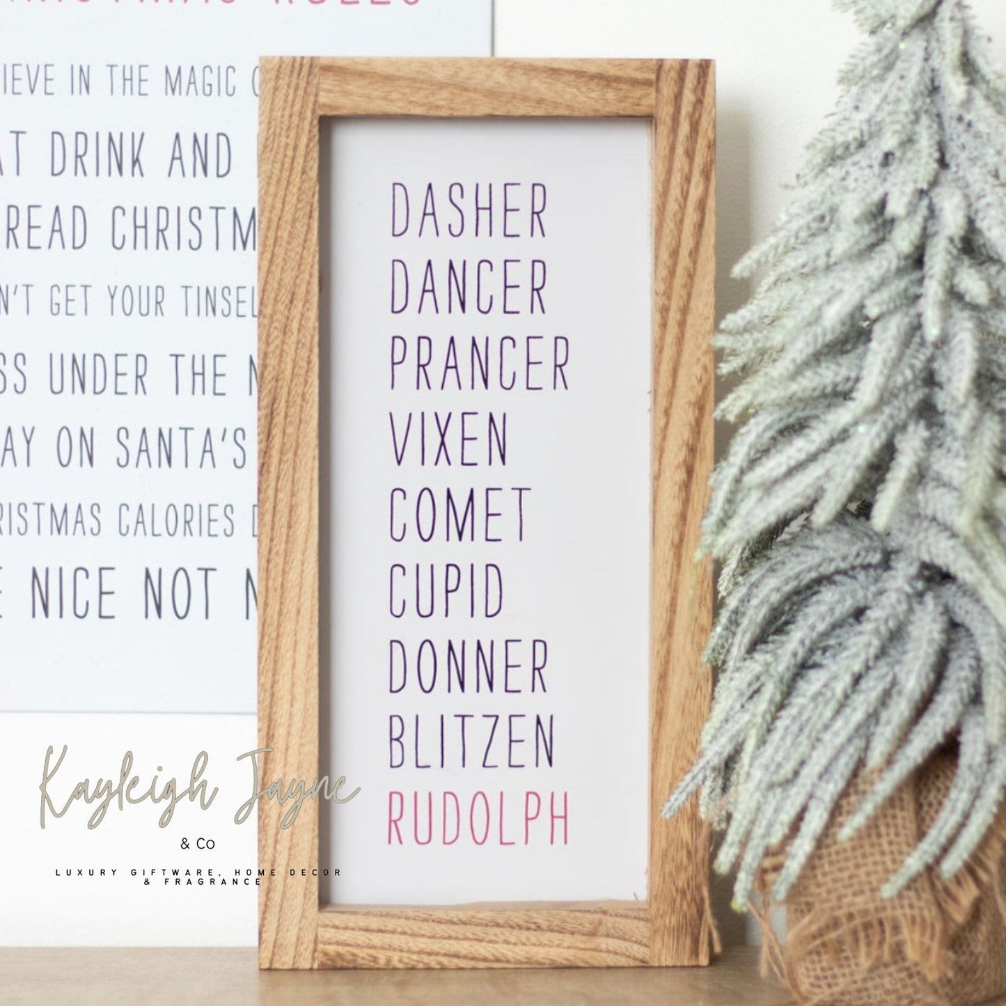 Reindeer Names Wooden Sign