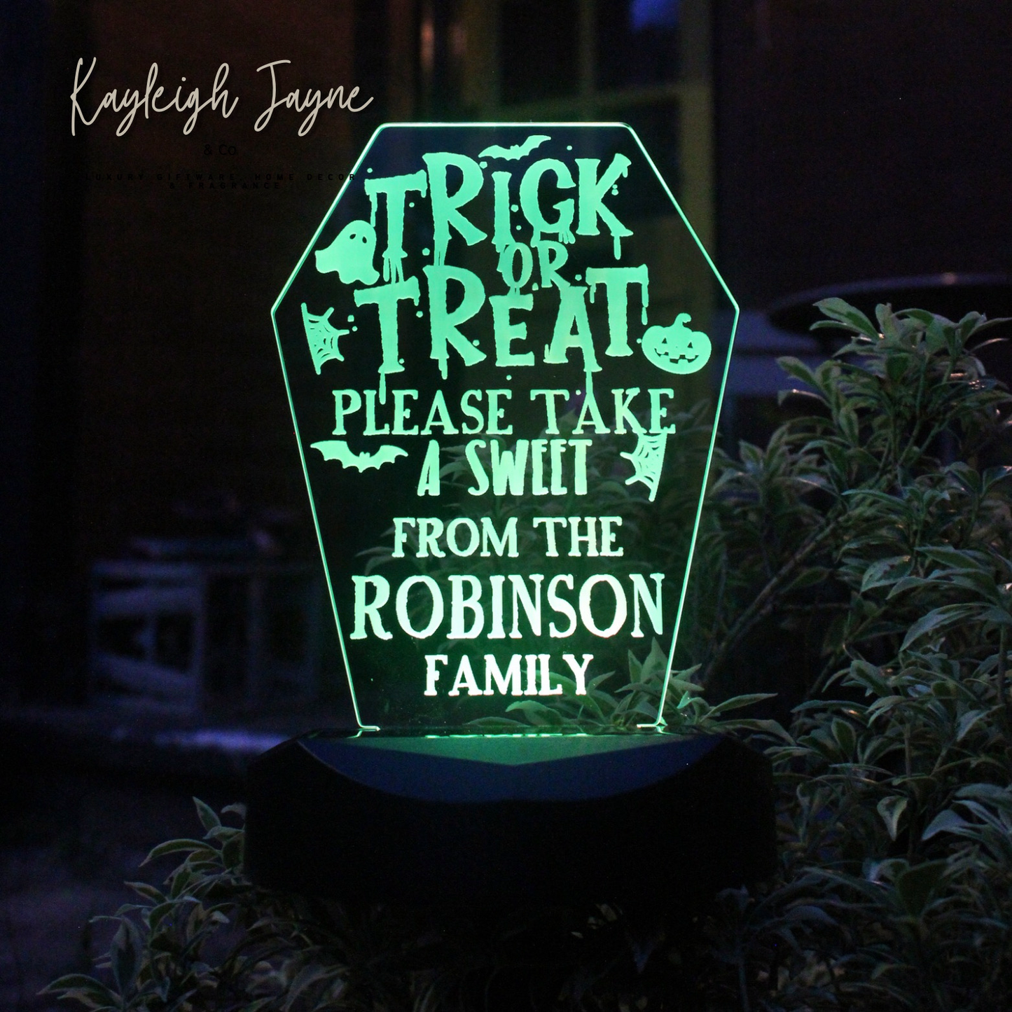 Personalised Solar Halloween Trick Or Treat Light