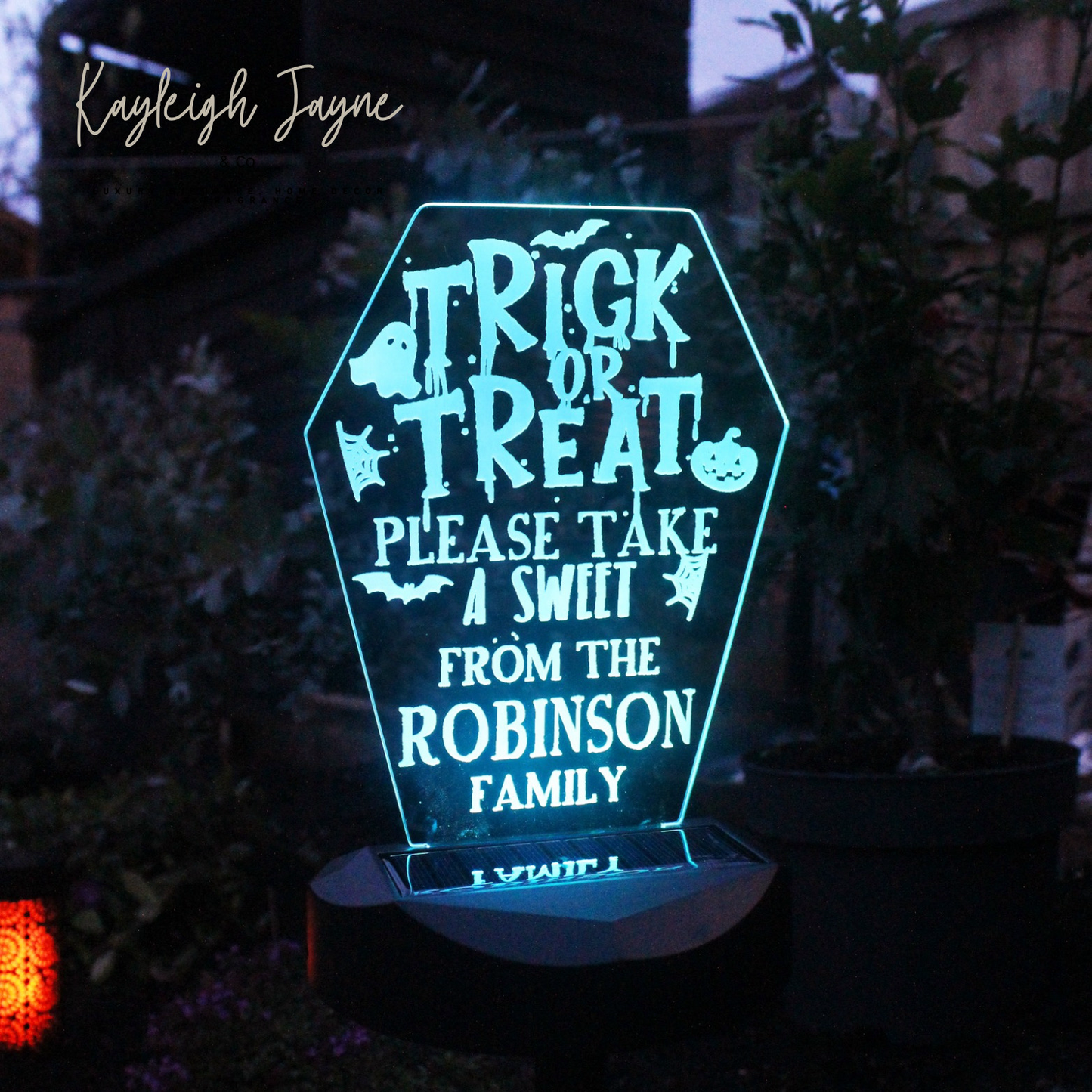 Personalised Solar Halloween Trick Or Treat Light