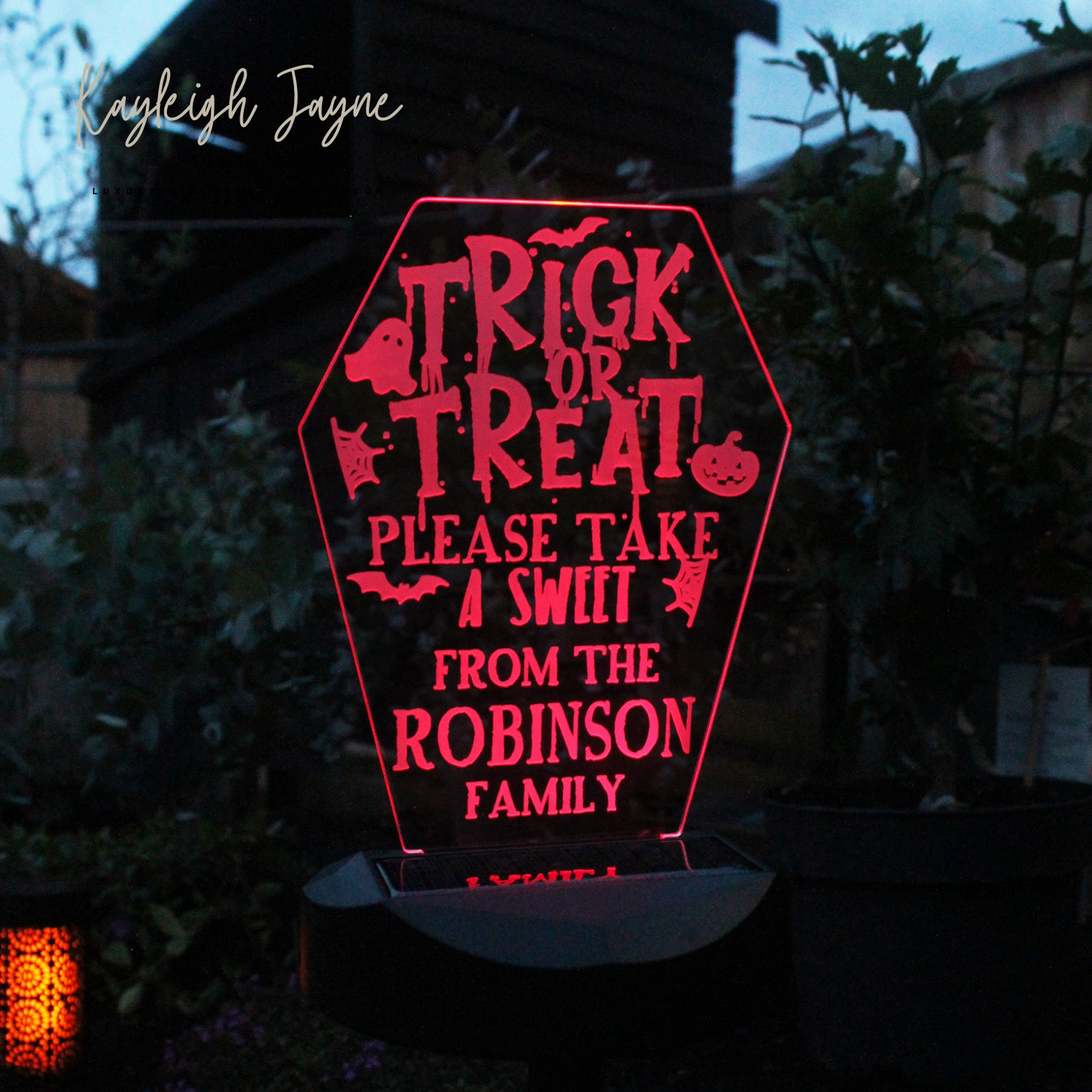 Personalised Solar Halloween Trick Or Treat Light