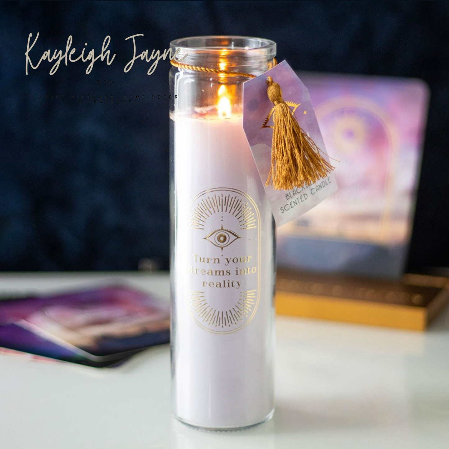 BlackBerry Scented Tube Candle With Amethyst Crystals