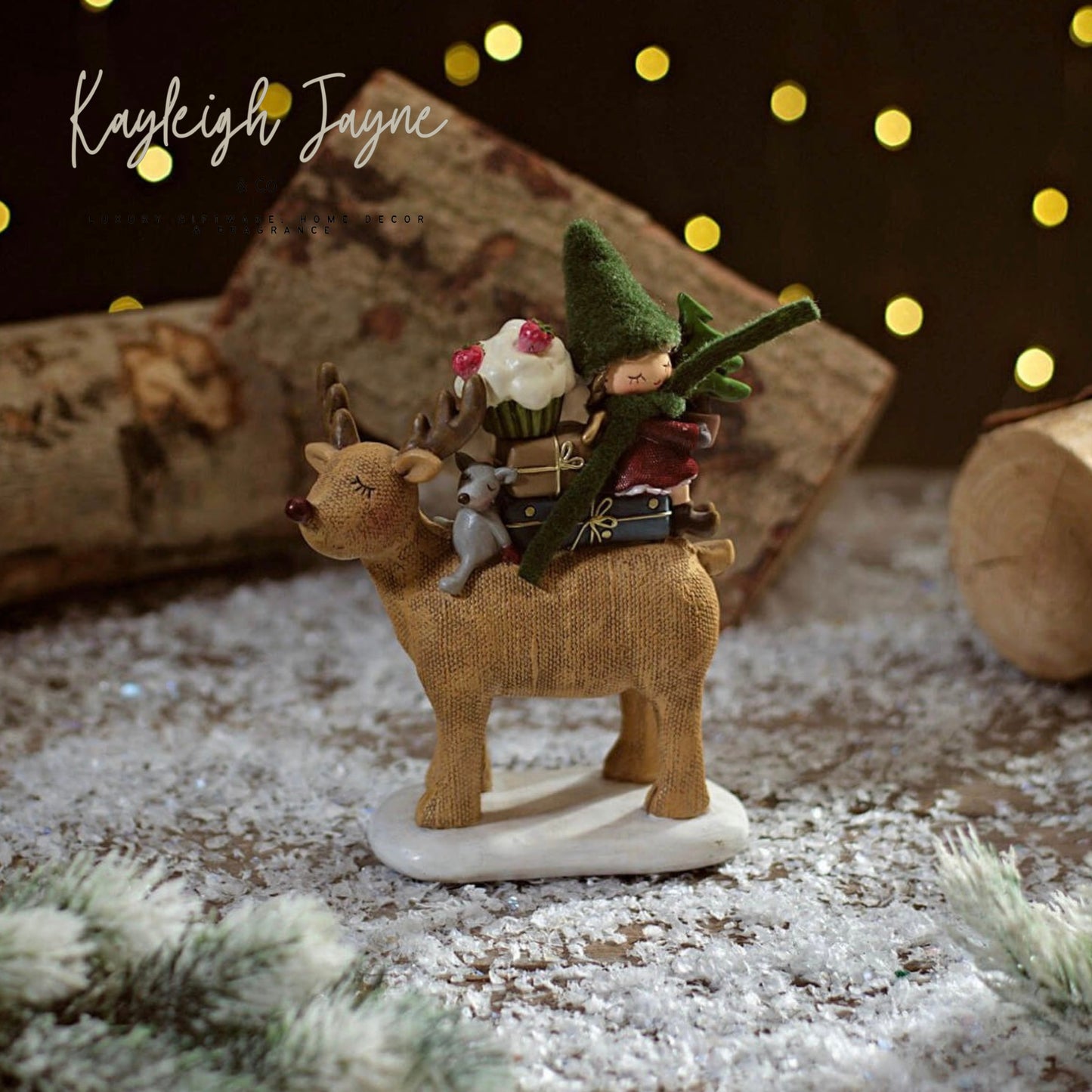 Little Elf On Reindeer Ornament