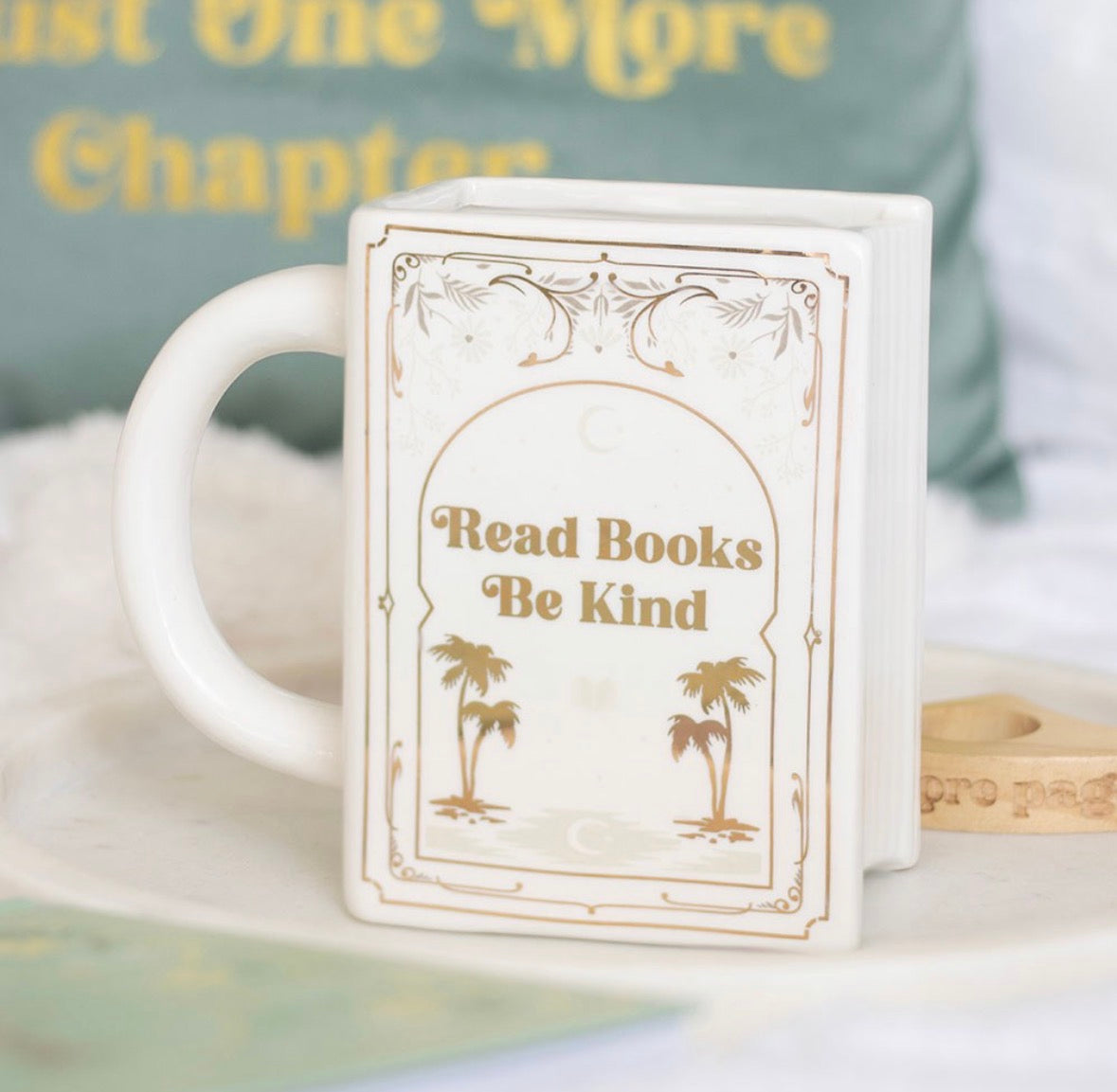 White and Gold Book Shaped Mug