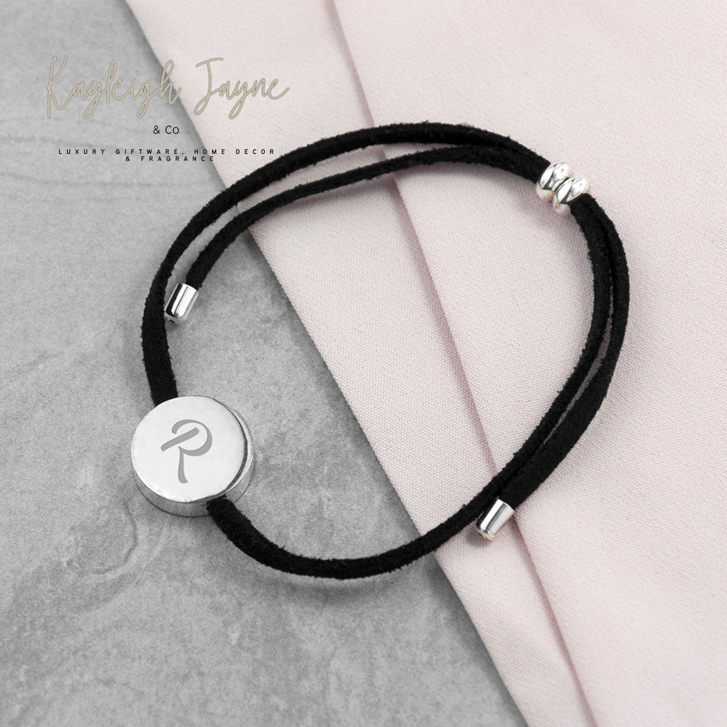Always With You Initial Black Personalised Bracelet