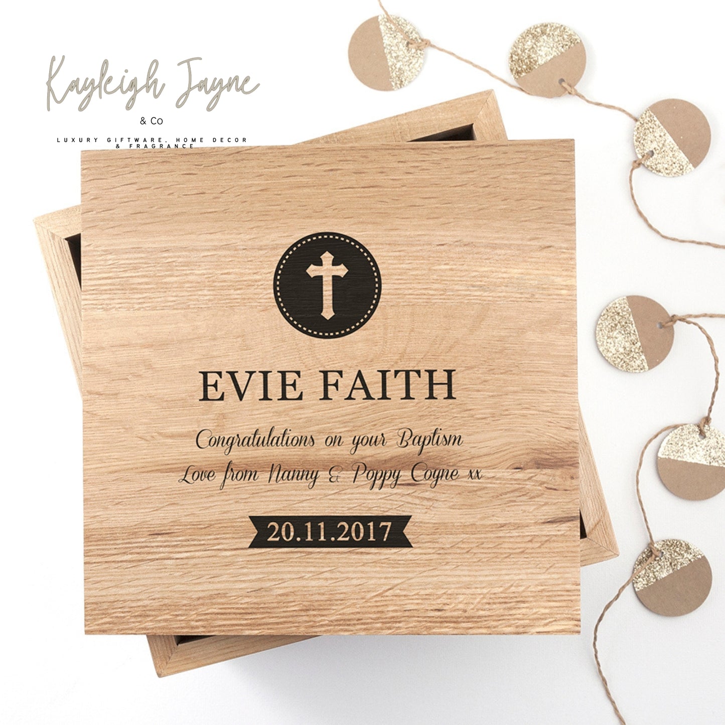 Solid Oak Photo Block - Christening/Baptism Gift