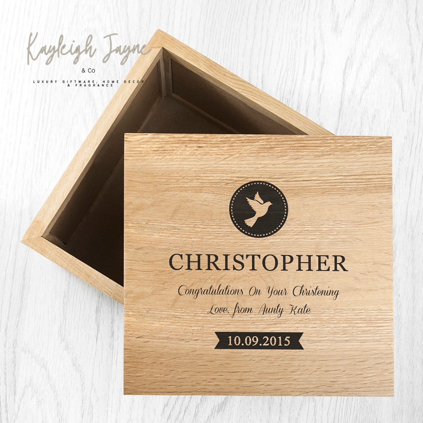 Solid Oak Photo Block - Christening/Baptism Gift