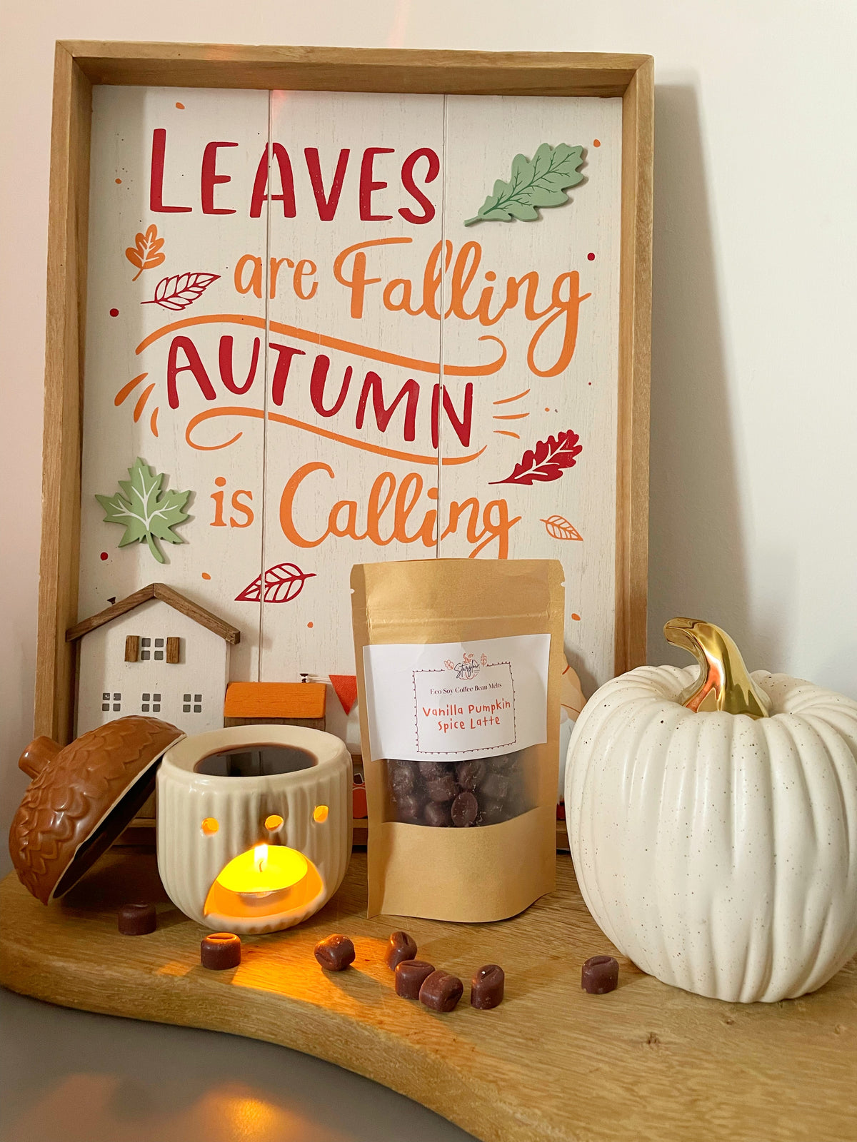 Eco Soy Wax Coffee Bean Wax Melts - Vanilla Pumpkin Spice Latte