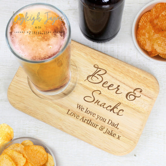 Personalised Solid Wood Coaster Tray Scrip Font