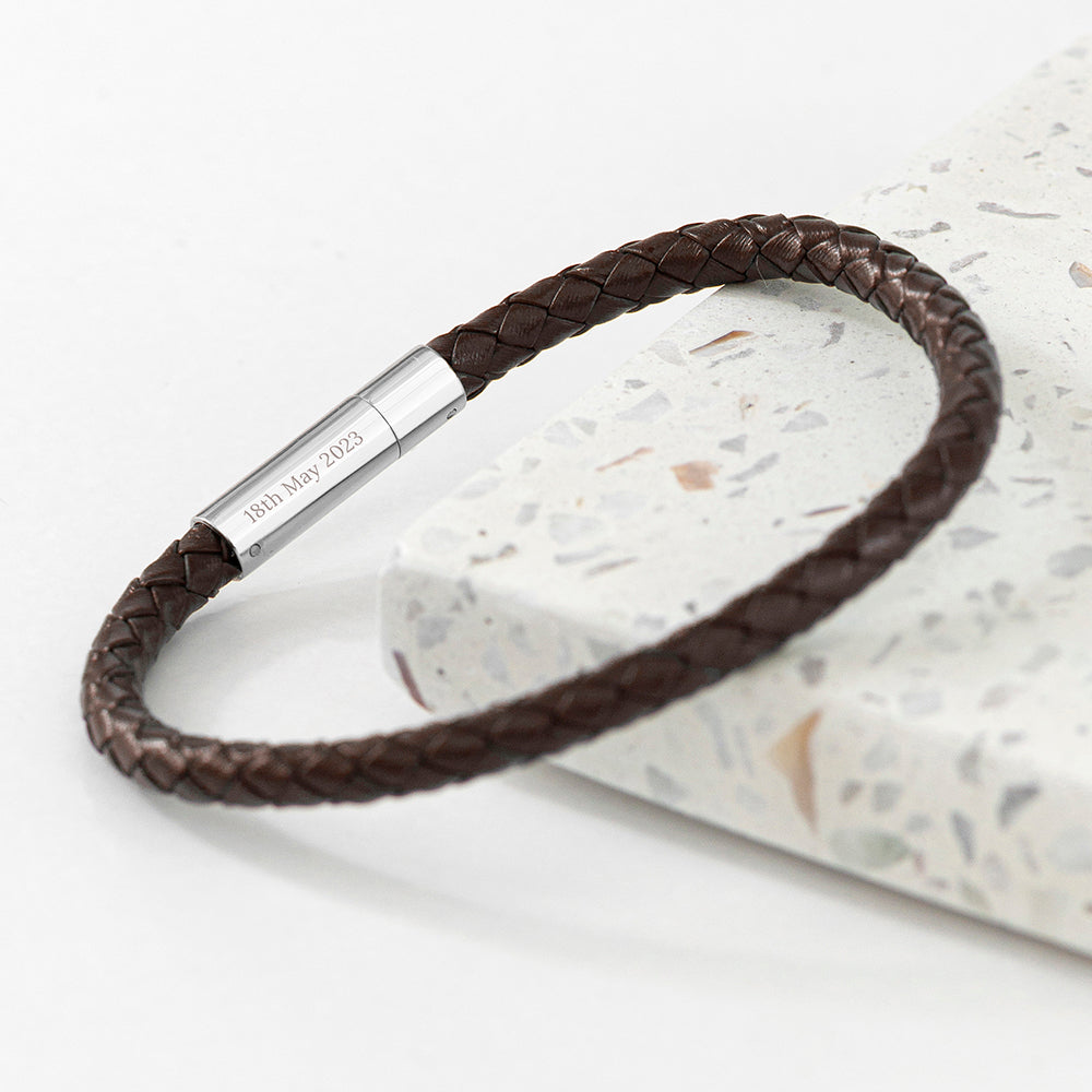 Personalised Men's Infinity Capsule Leather Bracelet