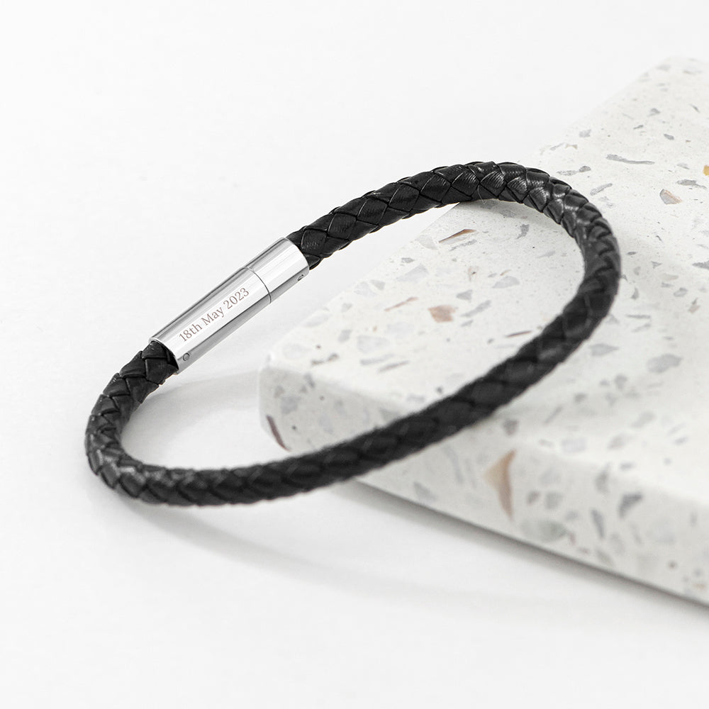 Personalised Men's Infinity Capsule Leather Bracelet