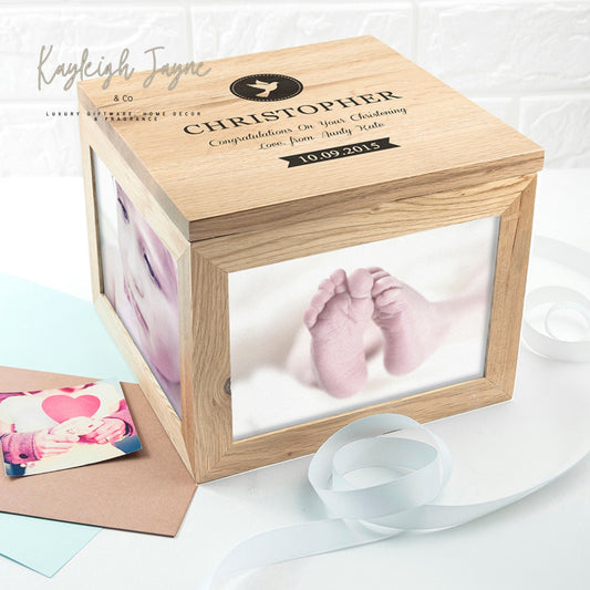 Solid Oak Photo Block - Christening/Baptism Gift