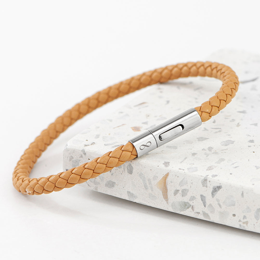 Personalised Men's Infinity Capsule Leather Bracelet