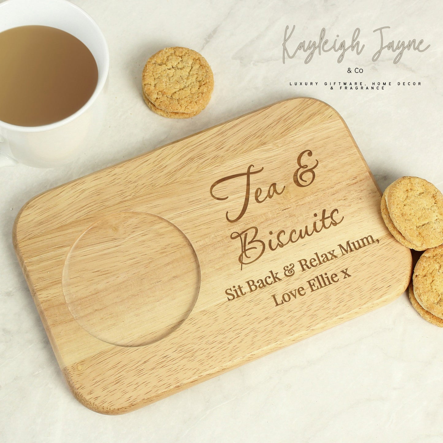 Personalised Solid Wood Coaster Tray Scrip Font