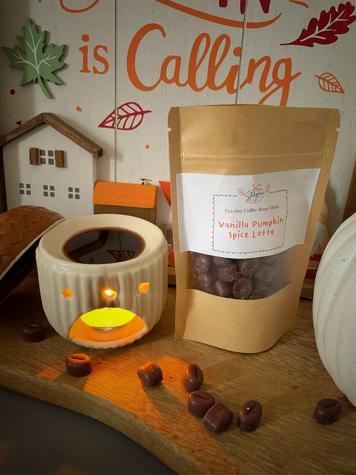 Eco Soy Wax Coffee Bean Wax Melts - Vanilla Pumpkin Spice Latte