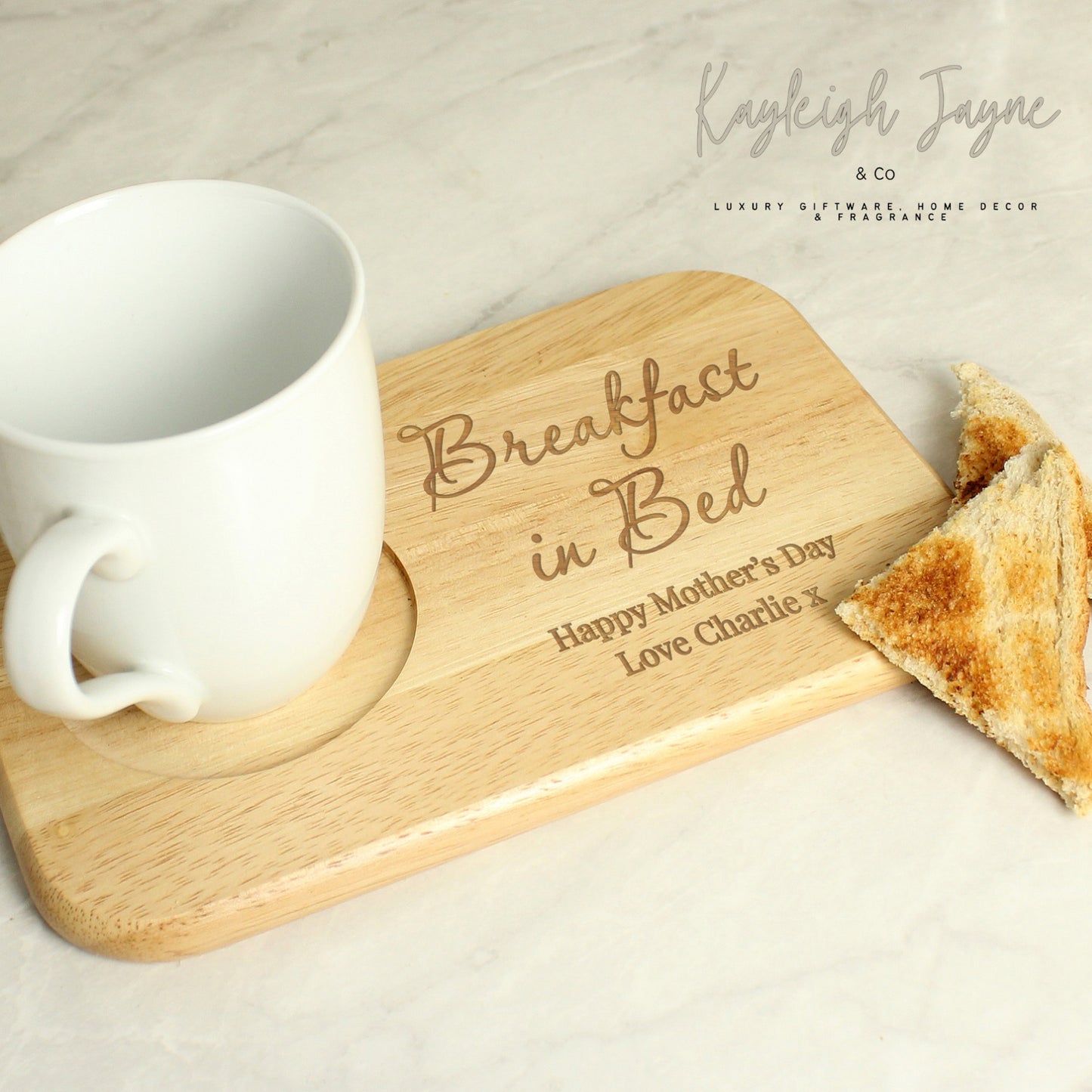 Personalised Solid Wood Coaster Tray Scrip Font