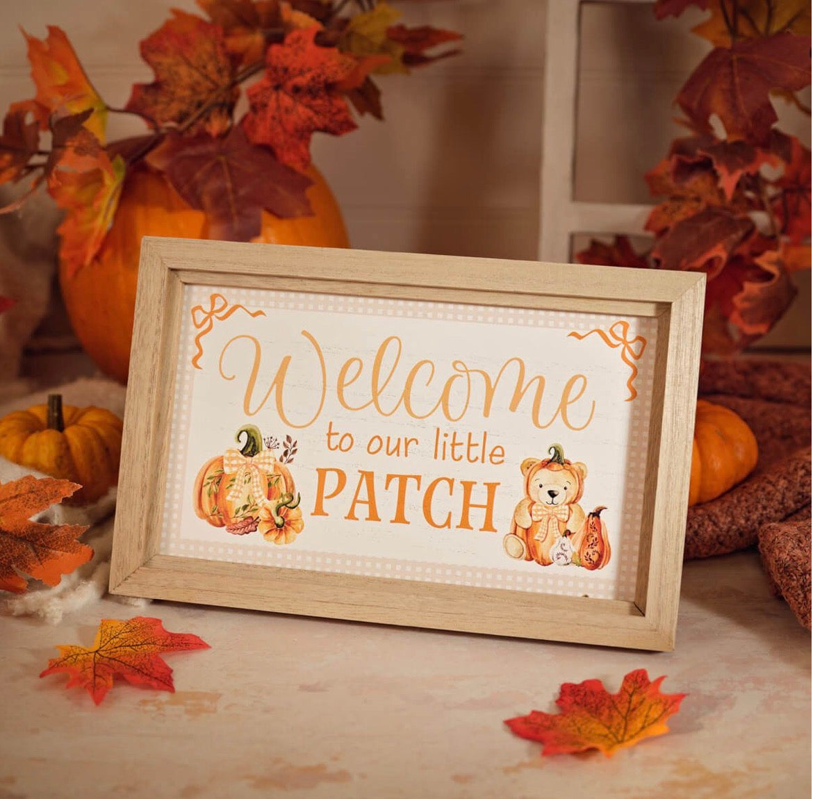 Wooden Framed Welcome To Our Patch Sign