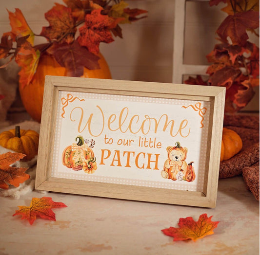 Wooden Framed Welcome To Our Patch Sign
