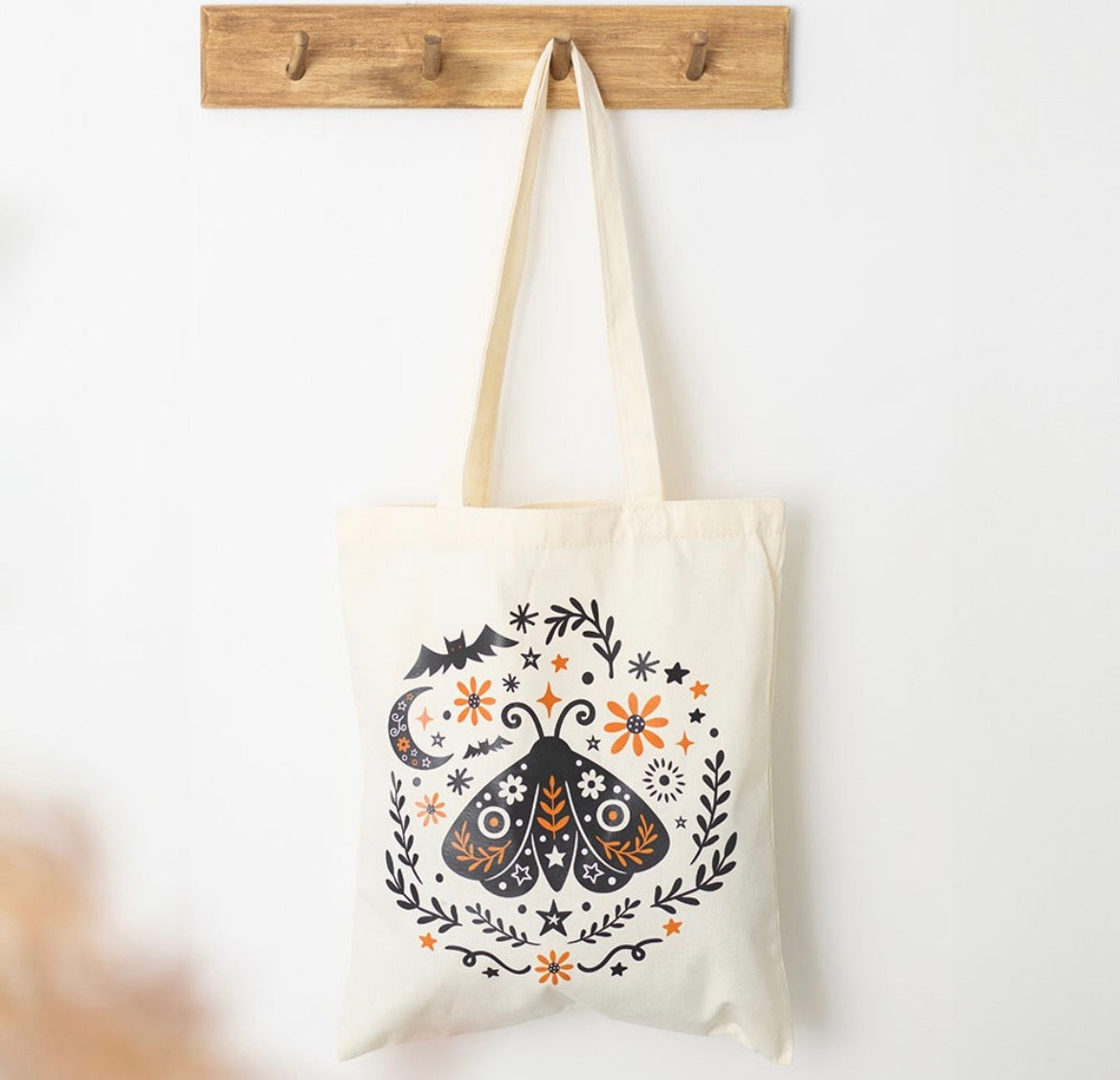 Frightful Folk Printed Moth Design Tote Bag