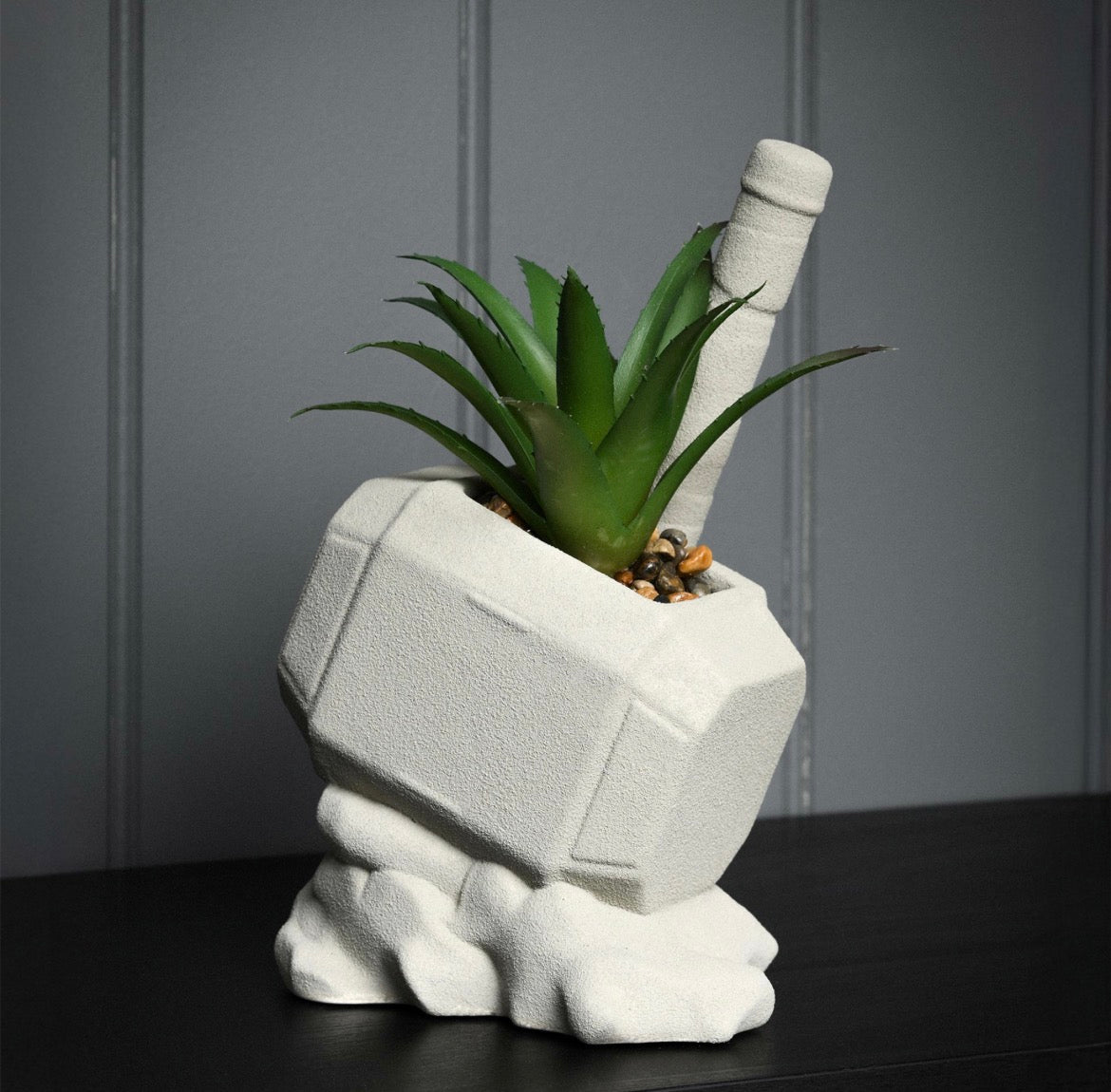 Faux Plant In Marvel Thor Hammer Planter