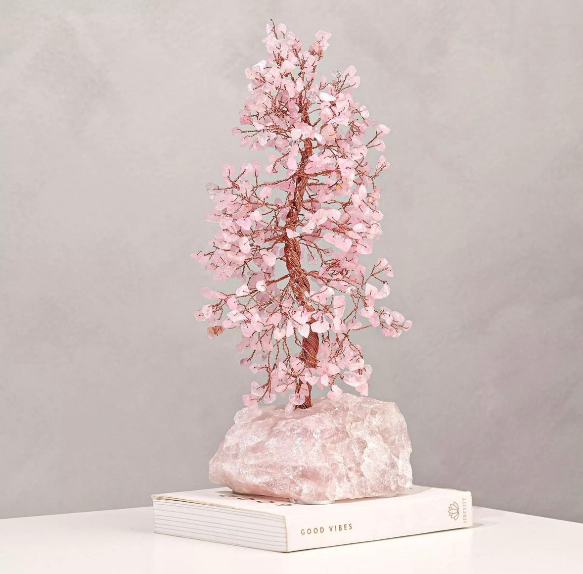 LARGE Handmade Rose Quarts Gemstone Tree by Serenity