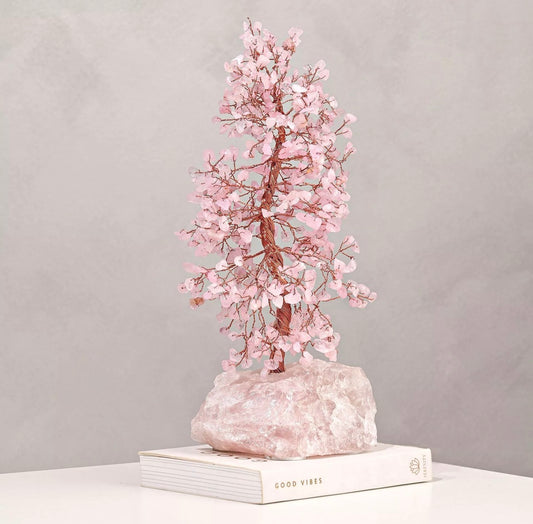 LARGE Handmade Rose Quarts Gemstone Tree by Serenity