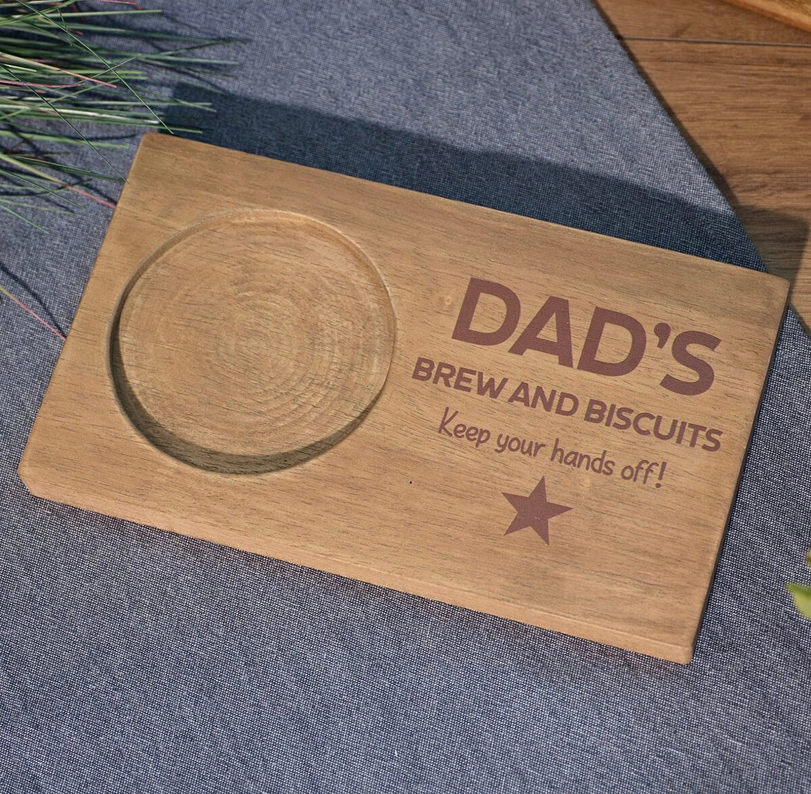Dad Brew And Biscuits Wooden Coaster Tray