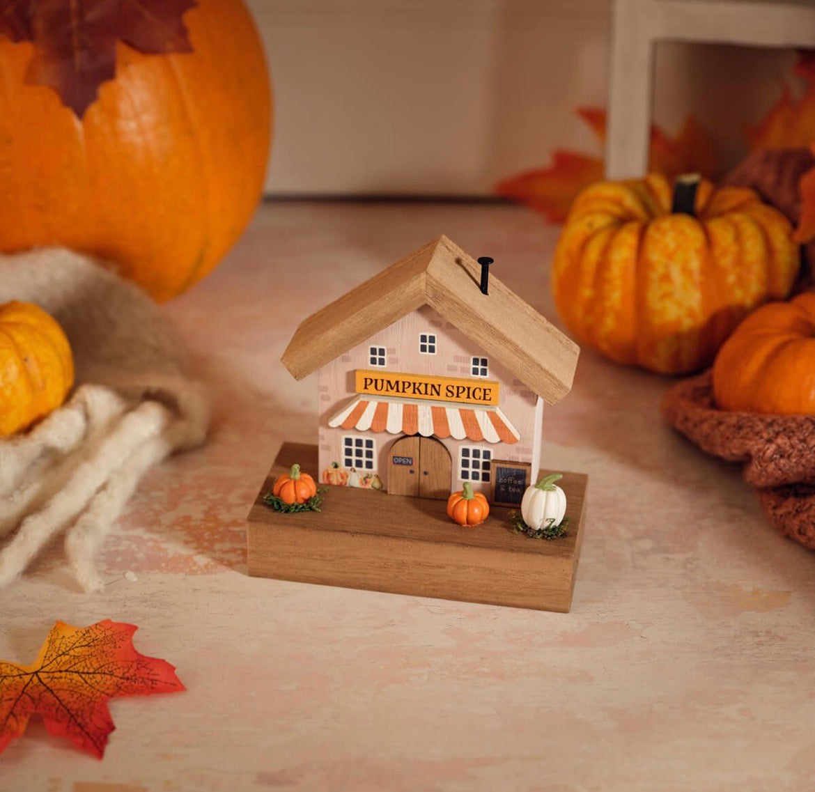 Pumkin Spice Cafe Miniature Wooden House