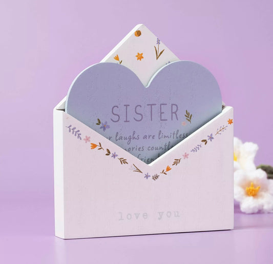 Love Life - Sister - Envelope Wooden Keepsake