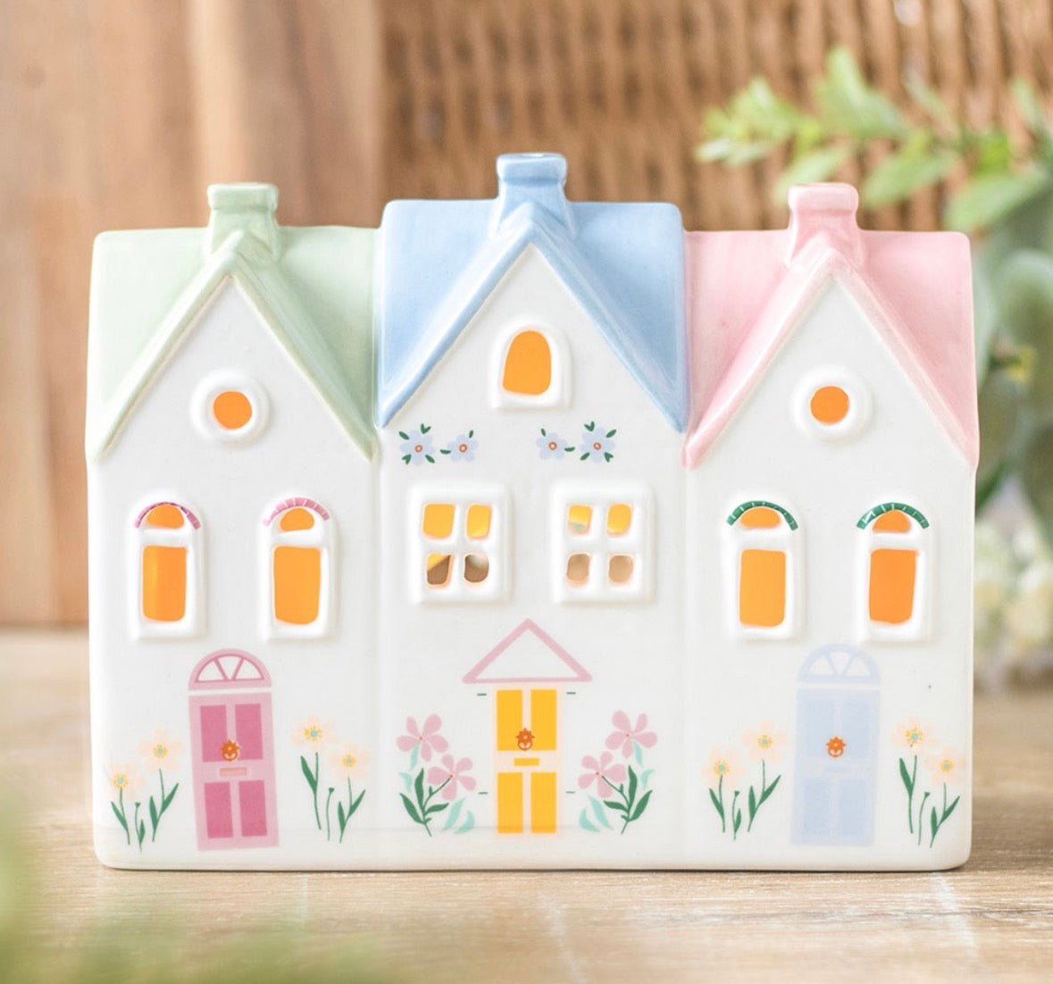 Pastel Houses - Tea light - Incense Cone Burner