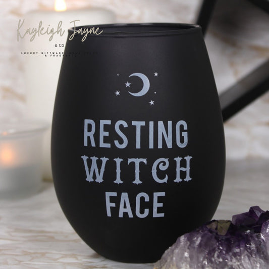 Resting Witch Face Stemless Wine Glass