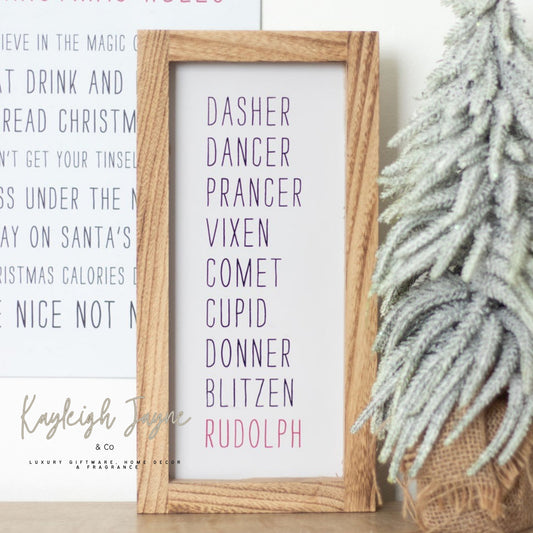 Reindeer Names Wooden Sign