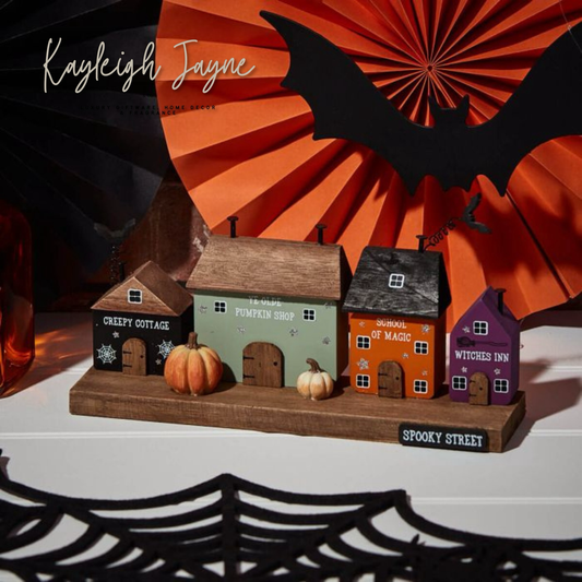 Cute Halloween Wooden Miniature Houses - Spooky Street