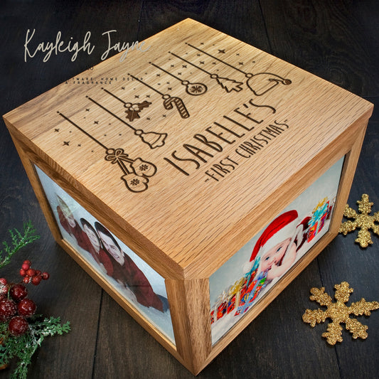 Personalised Solid Oak First Christmas Keepsake Box