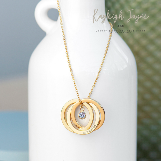 Personalised Infinity Rings Necklace, With Diamanté