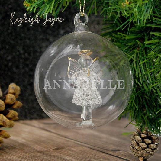 Angel Glass Bauble - Personalised Name