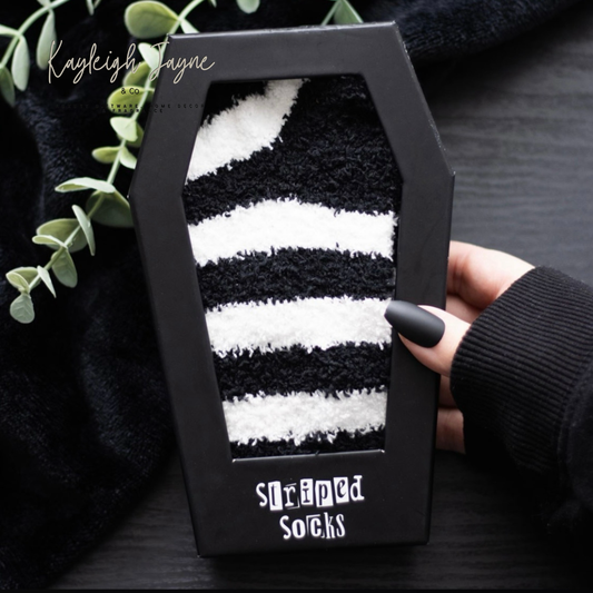 Black & White Striped Halloween Socks