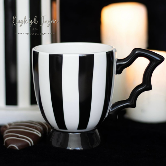 Black & White Striped Batwing Mug