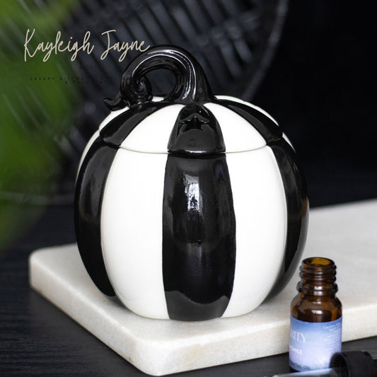 Black & White Striped, Pumpkin Oil burner / Wax Warmer