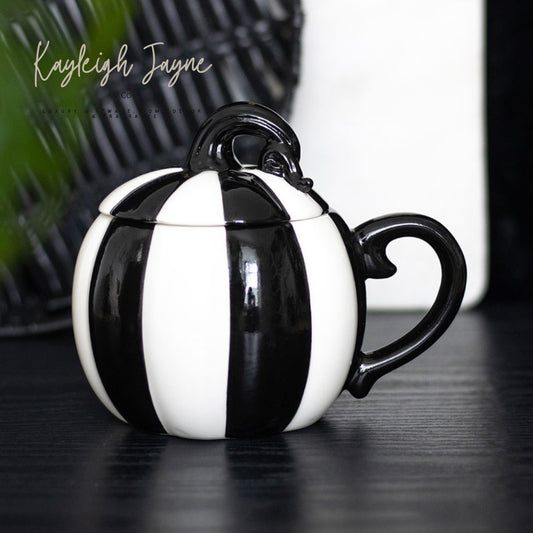 Black & White Striped, Pumpkin Mug