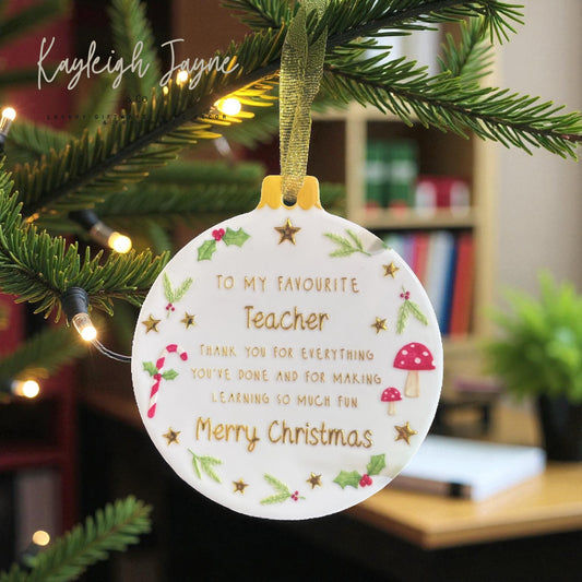Teachers Gift - Ceramic Christmas Bauble Coaster